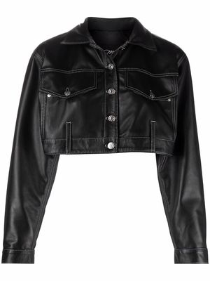 Manokhi cropped leather jacket - Black