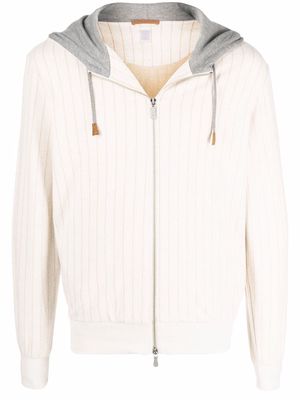 Eleventy striped zip-up hoodie - Neutrals