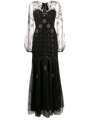 Temperley London star-embellished tie-back gown - Black