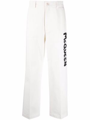 Alexander McQueen logo straight leg trousers - White