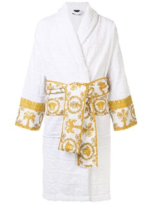 Versace Barocco trim bathrobe - White