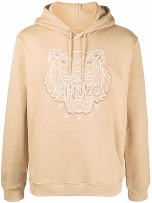 Kenzo Tiger logo-embroidered relaxed hoodie - Neutrals