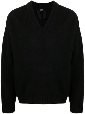 Nº21 V-neck knitted relaxed-fit jumper - Black