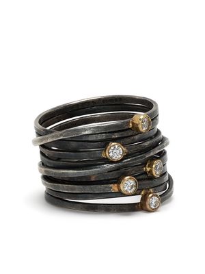 DISA ALLSOPP 18kt yellow gold and sterling silver Wire Spaghetti ring - Black