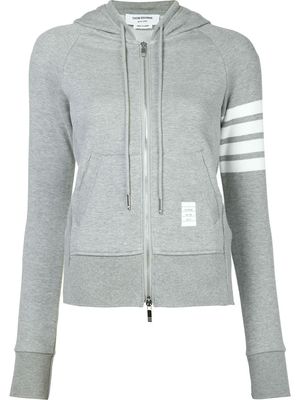 Thom Browne 4-bar loopback zip-up hoodie - Grey