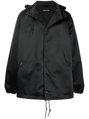 Balenciaga logo-print raincoat - Black
