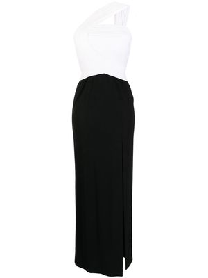 Herve L. Leroux two-tone high-slit gown - Black