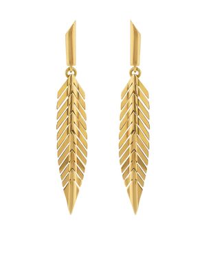 Cadar 18k yellow gold small feather drop earrings