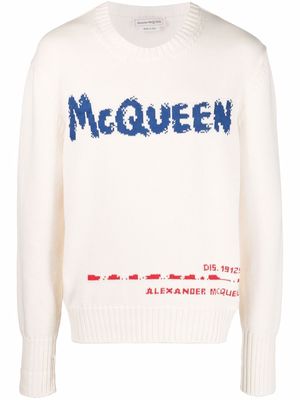 Alexander McQueen McQueen Graffiti crew-neck jumper - Neutrals