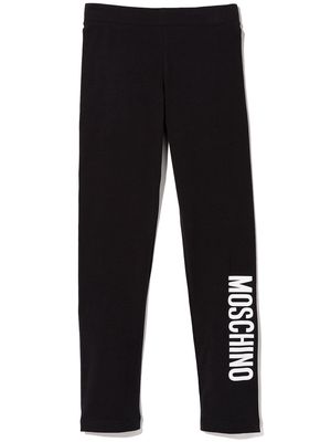 Moschino Kids logo-print stretch-cotton leggings - Black