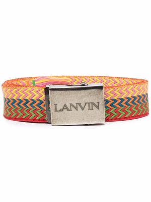 LANVIN chevron-knit buckle belt - Red