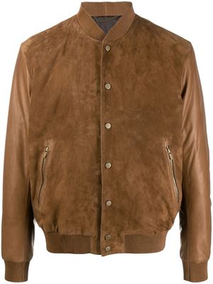 Ajmone suede-panel bomber jacket - Brown