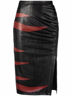 Koché stripe-patch midi skirt - Black