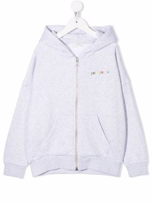 Palm Angels Kids logo-print zip-up hoodie - Grey