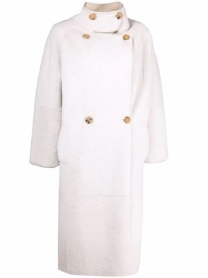 Blancha reversible double-breasted coat - White