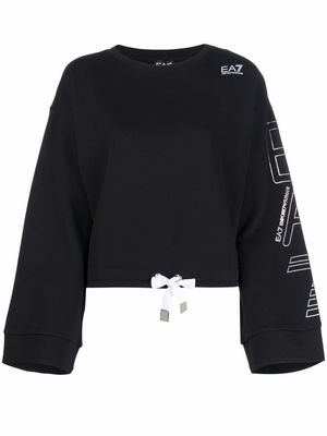Ea7 Emporio Armani logo-print cropped sweatshirt - Black