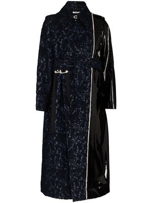 PRONOUNCE patchwork-design belted coat - Blue