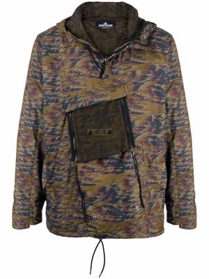 Stone Island Shadow Project jacquard-print hooded jacket - Green