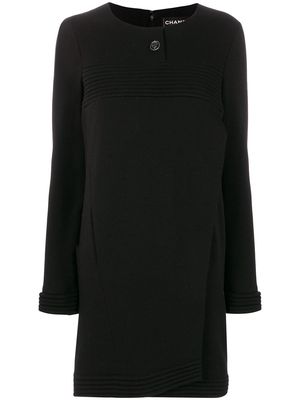 Chanel Pre-Owned 2000s ribbed detail boxy dress - Black