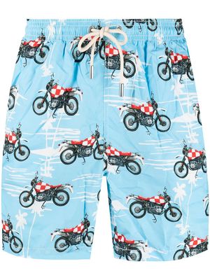 MC2 Saint Barth Biker print swim shorts - Blue