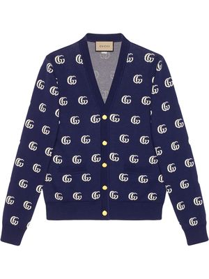 Gucci GG knit cotton jacquard cardigan - Blue