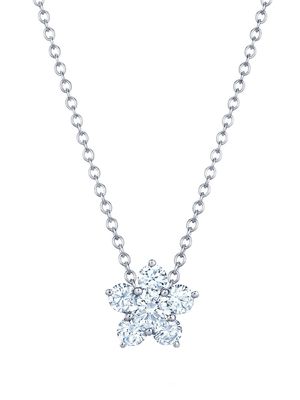 KWIAT 18kt white gold diamond floral cluster pendant - Silver