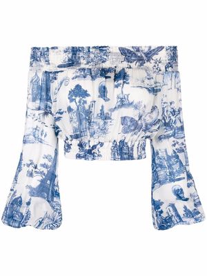 Philipp Plein Georgette cropped blouse - White