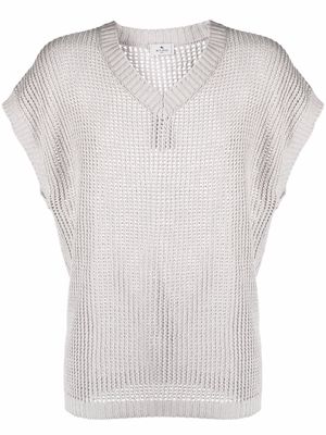 ETRO V-neck short-sleeved knitted top - Grey