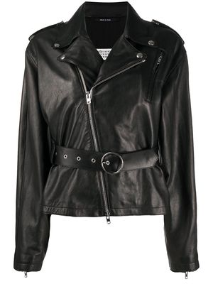 Maison Margiela belted biker jacket - Black