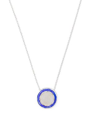 AKANSHA SETHI moonstone blue enamel button necklace - Silver