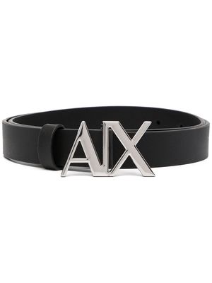 Armani Exchange logo-buckle leather belt - Black