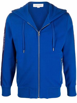 Alexander McQueen logo-trim hoodie - Blue