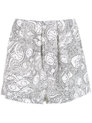 Amir Slama abstract-print cotton deck shorts - White