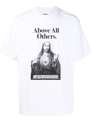 Neighborhood logo-slogan print T-shirt - White