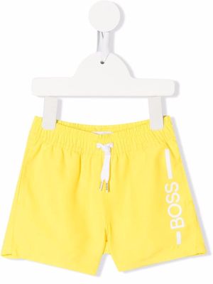BOSS Kidswear logo-print drawstring swim shorts - Yellow