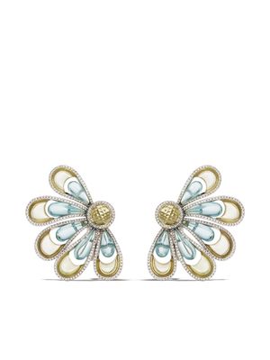 David Morris 18kt white gold Vintage Aquamarine & Citrine Flower earrings