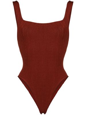 Hunza G Nile square-neck swimsuit - Brown