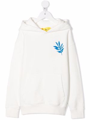 Off-White Kids leaf-print cotton hoodie