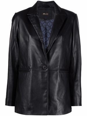 Maje single-breasted leather blazer - Black