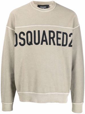 Dsquared2 logo-print cotton jumper - Neutrals