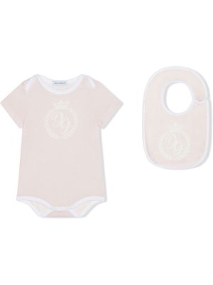 Dolce & Gabbana Kids logo-print short-sleeve romper - Pink