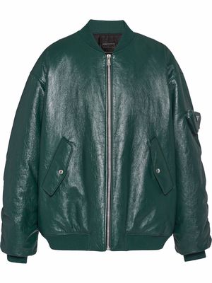 Prada oversized nappa leather bomber jacket - Green