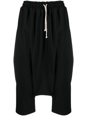 Alchemy cropped stretch-cotton drop-crotch trousers - Black