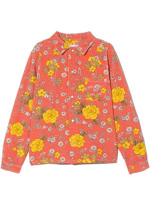 ERL KIDS floral-print corduroy shirt - Pink