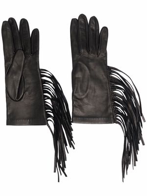 Manokhi fringe leather gloves - Black
