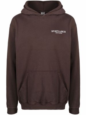Sporty & Rich chest logo-print hoodie - Brown