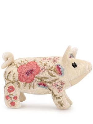 Anke Drechsel embroidered velvet pig plush - Pink