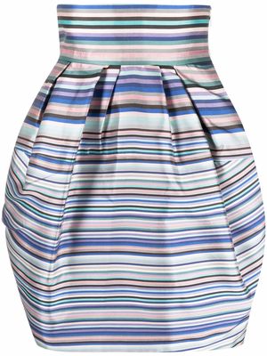 Christian Dior 2010s pre-owned striped high-waisted silk skirt - Blue