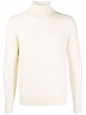 Zanone roll-neck chevron knit jumper - Neutrals
