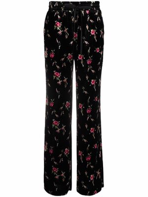 RED Valentino rose-print elasticated-waist trousers - Black